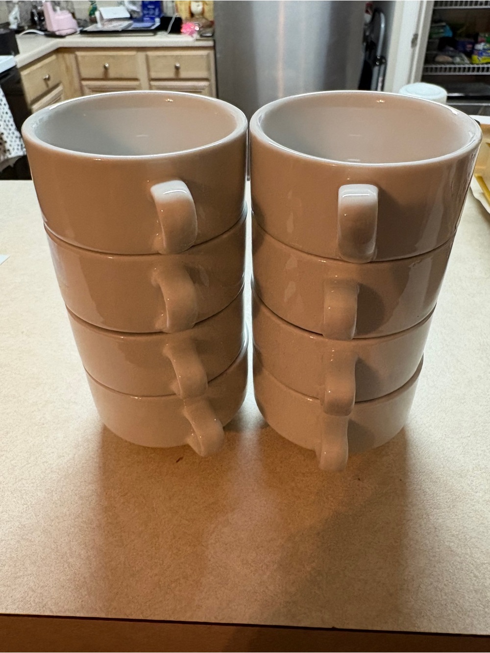 White Ceramic Stackable Coffee Cups Set of 8